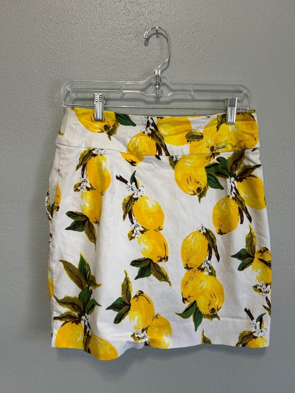 Up! Women’s Lemon Print Cotton Skort - White & Yellow. Size 4 - Picture 2 of 9